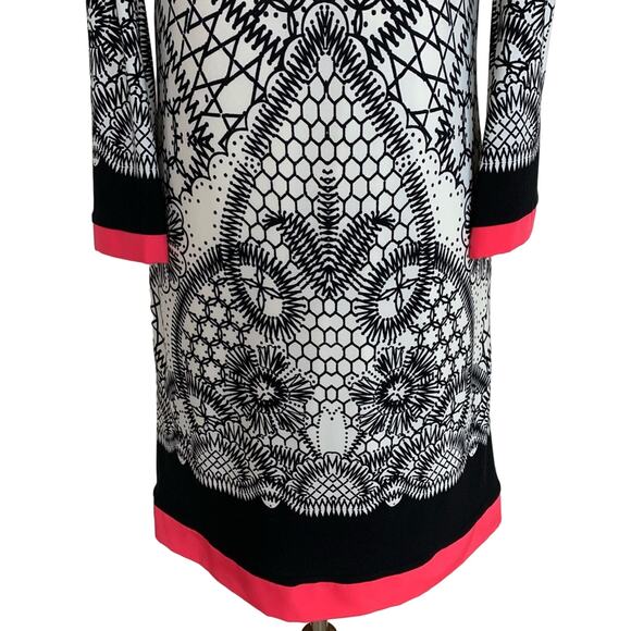 Eliza J Black Cream Pink Shift Dress Size 6 - Picture 3 of 8